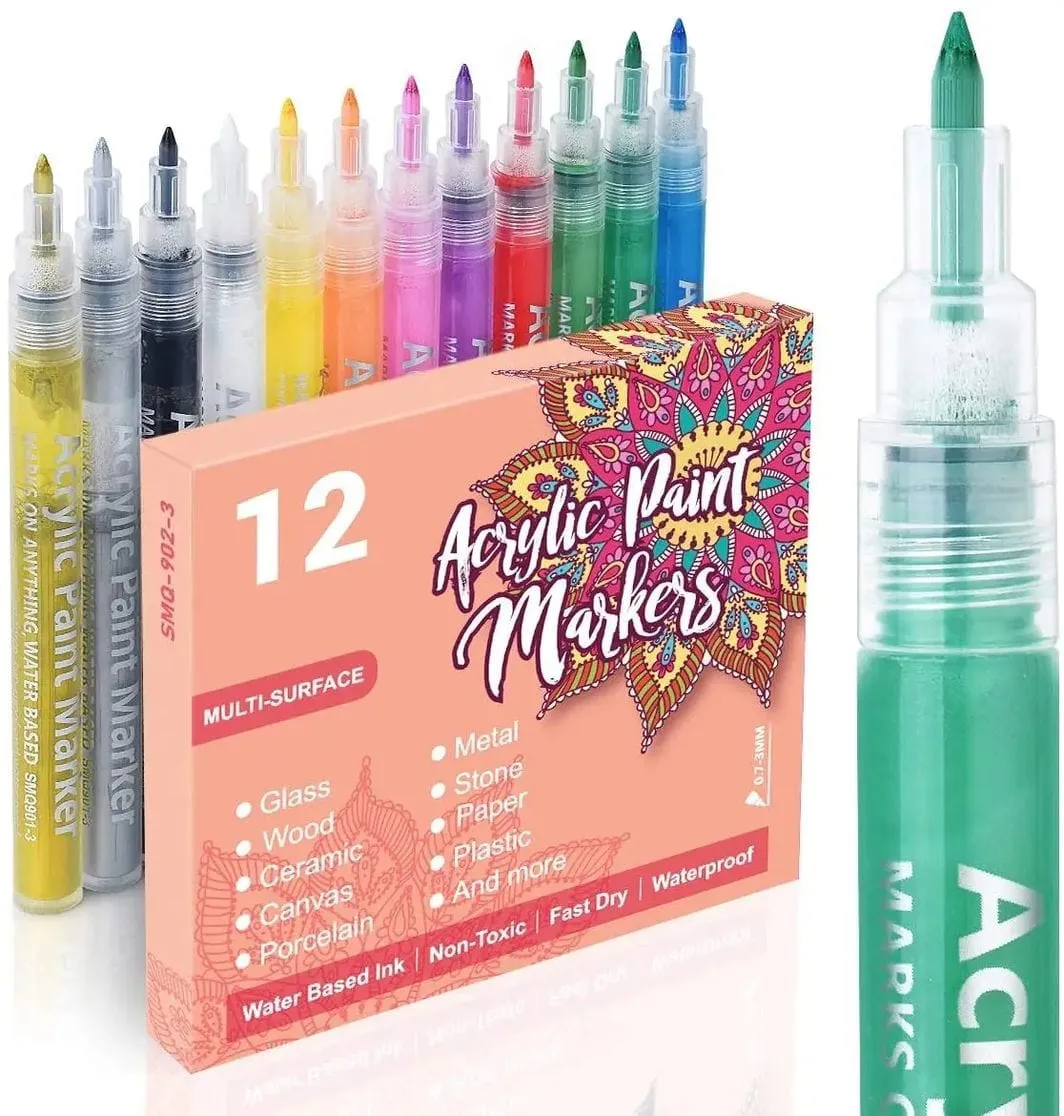 The Art Journey 12 Pack Acrylic Paint Makers 0.7mm ART003
