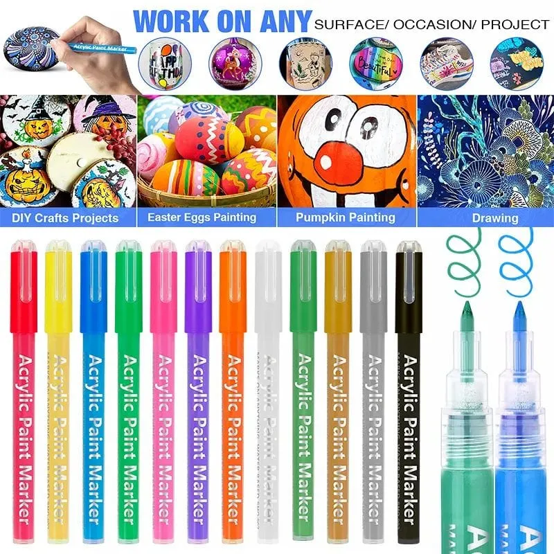 The Art Journey 12 Pack Acrylic Paint Makers 0.7mm ART003