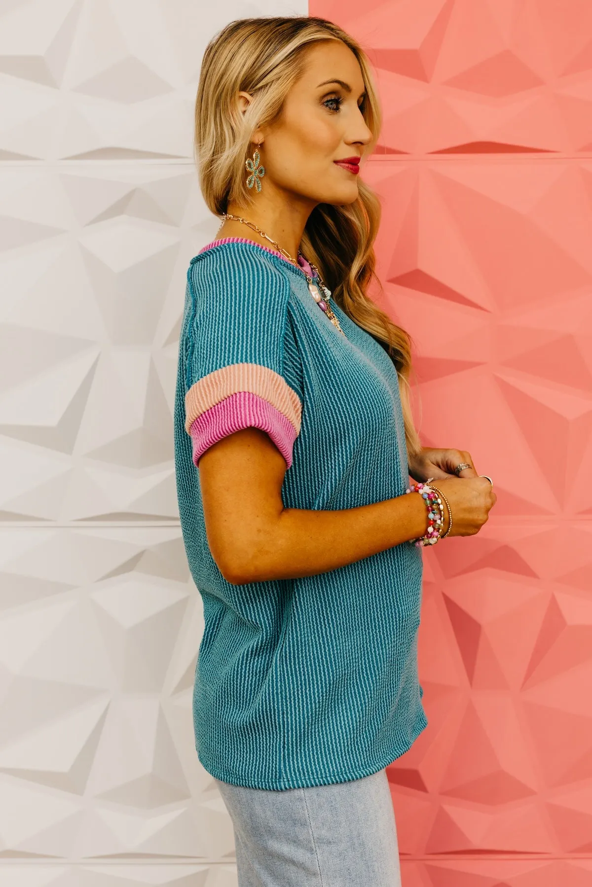 The Cadence Ribbed Color Block Top