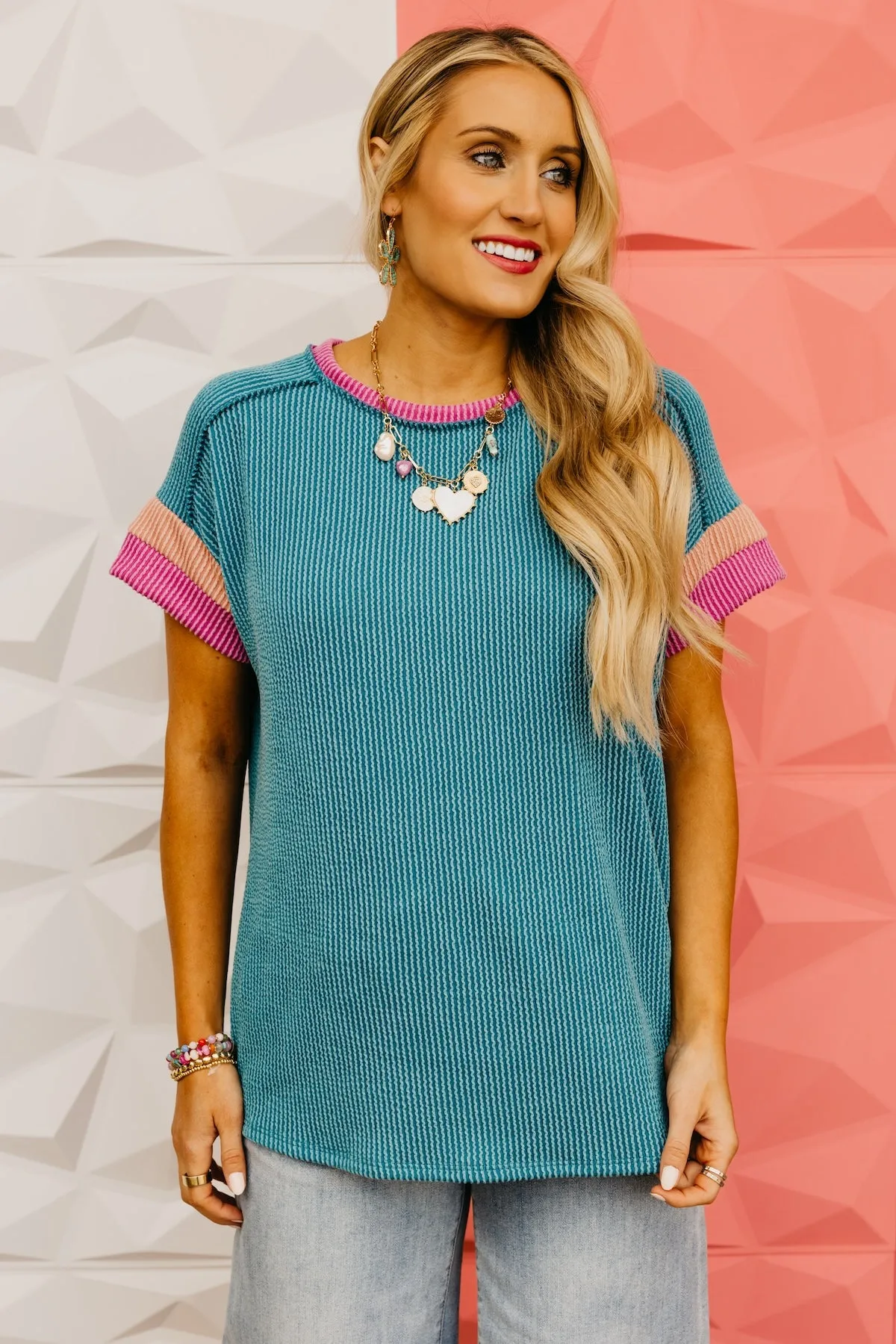 The Cadence Ribbed Color Block Top