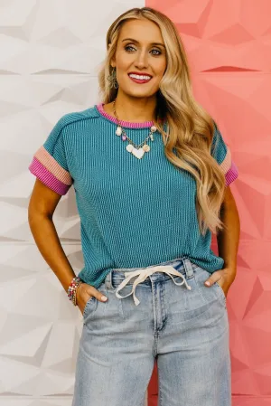 The Cadence Ribbed Color Block Top
