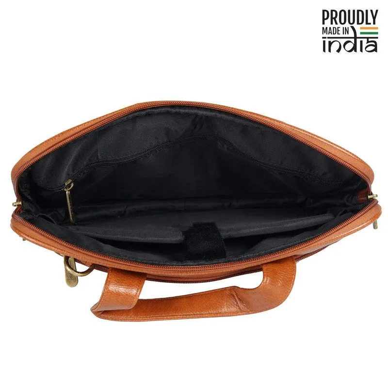 THE CLOWNFISH Cadmus Laptop Messenger Bag - Expandable, Stylish | Adjustable Strap | 12 inch | Tan