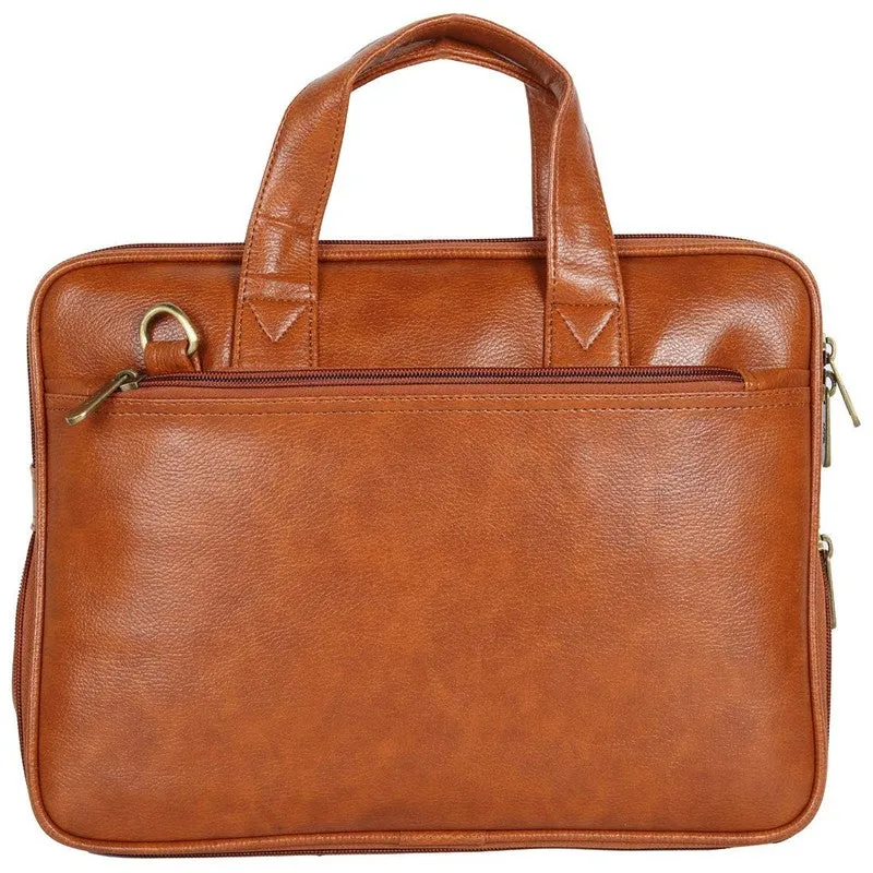 THE CLOWNFISH Cadmus Laptop Messenger Bag - Expandable, Stylish | Adjustable Strap | 12 inch | Tan