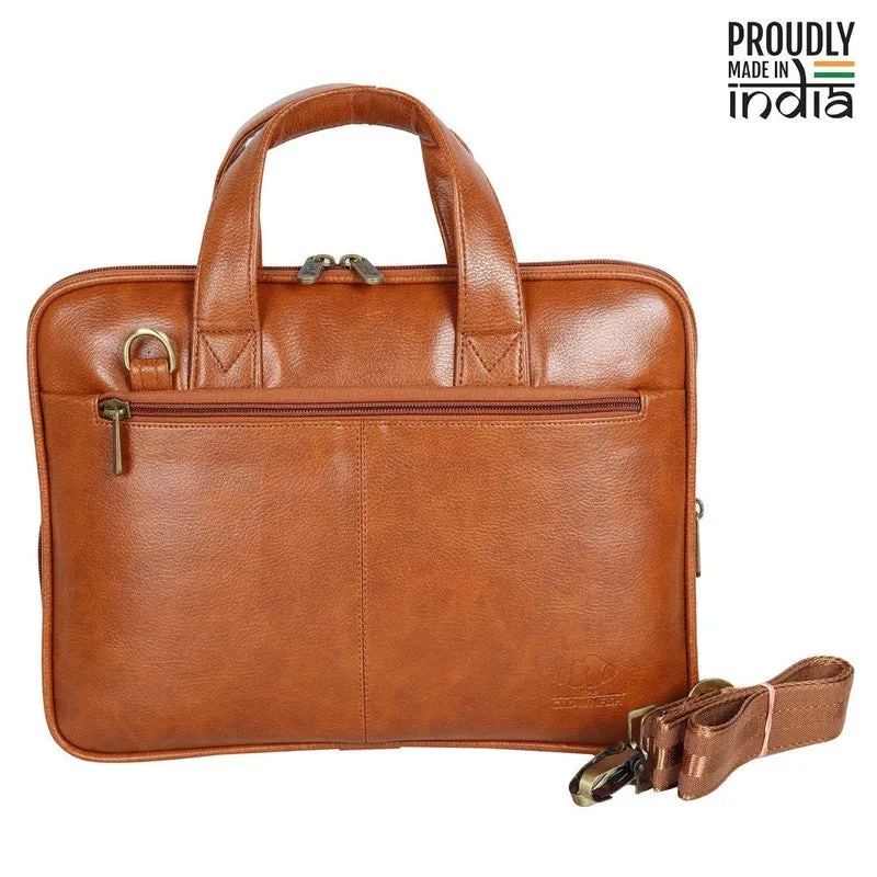THE CLOWNFISH Cadmus Laptop Messenger Bag - Expandable, Stylish | Adjustable Strap | 12 inch | Tan