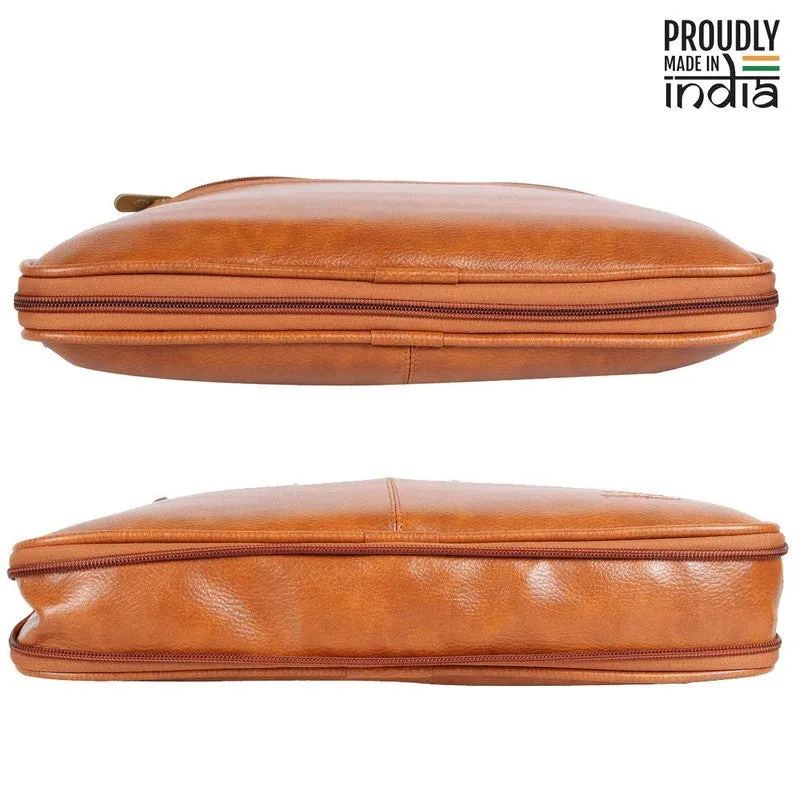 THE CLOWNFISH Cadmus Laptop Messenger Bag - Expandable, Stylish | Adjustable Strap | 12 inch | Tan