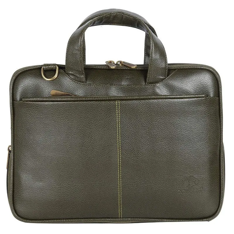 THE CLOWNFISH Eros Faux Leather Expandable Laptop Messenger Bag | 15.6 inch Capacity | Dark Brown