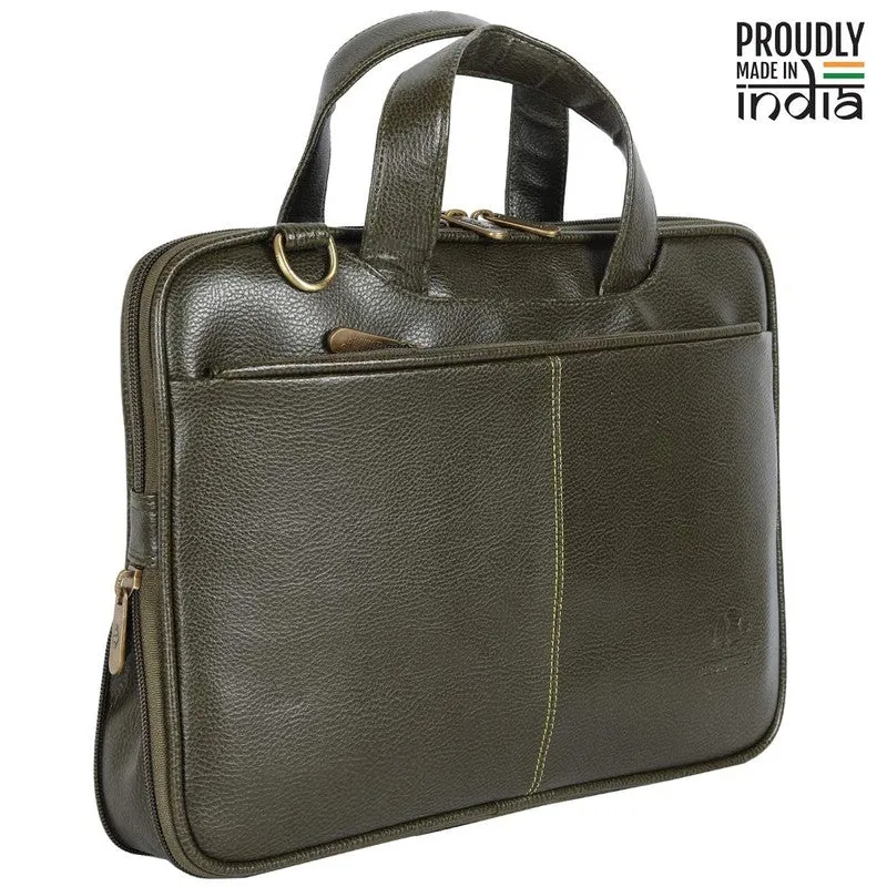 THE CLOWNFISH Eros Faux Leather Expandable Laptop Messenger Bag | 15.6 inch Capacity | Dark Brown