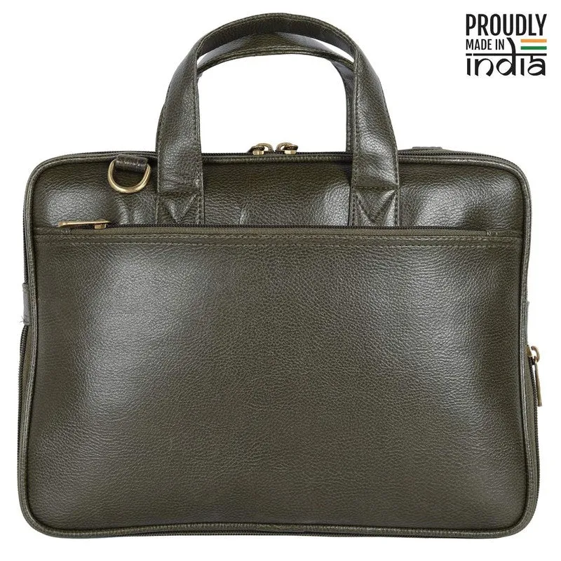 THE CLOWNFISH Eros Faux Leather Expandable Laptop Messenger Bag | 15.6 inch Capacity | Dark Brown