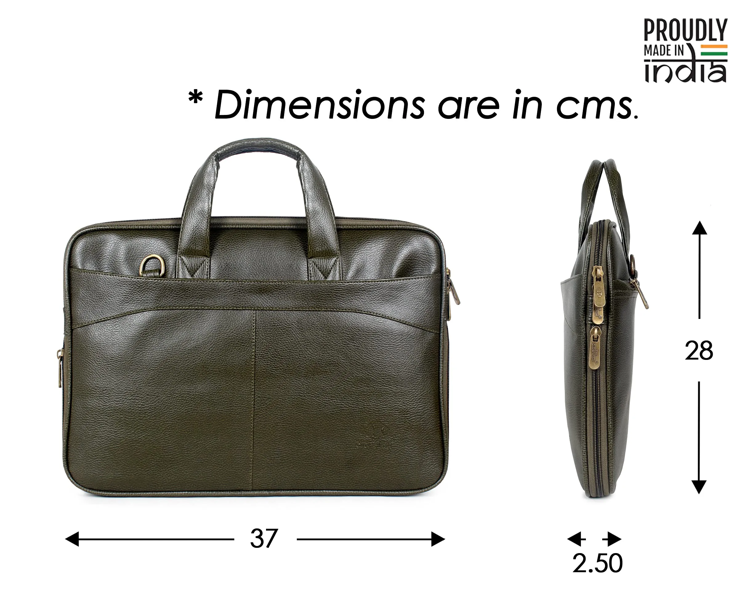 THE CLOWNFISH Glamour Faux Leather Slim Expandable Laptop Briefcase | 15.6 inch | Green