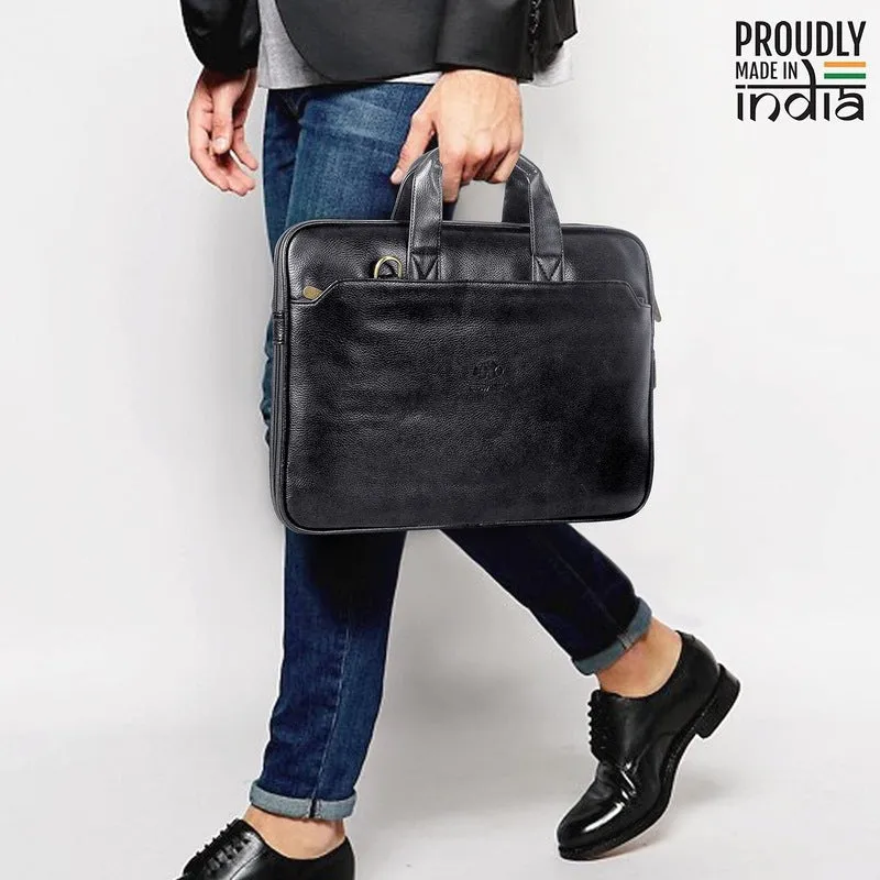 THE CLOWNFISH Laptop Messenger Bag - Expandable, Water Resistant | 12 inch | Black