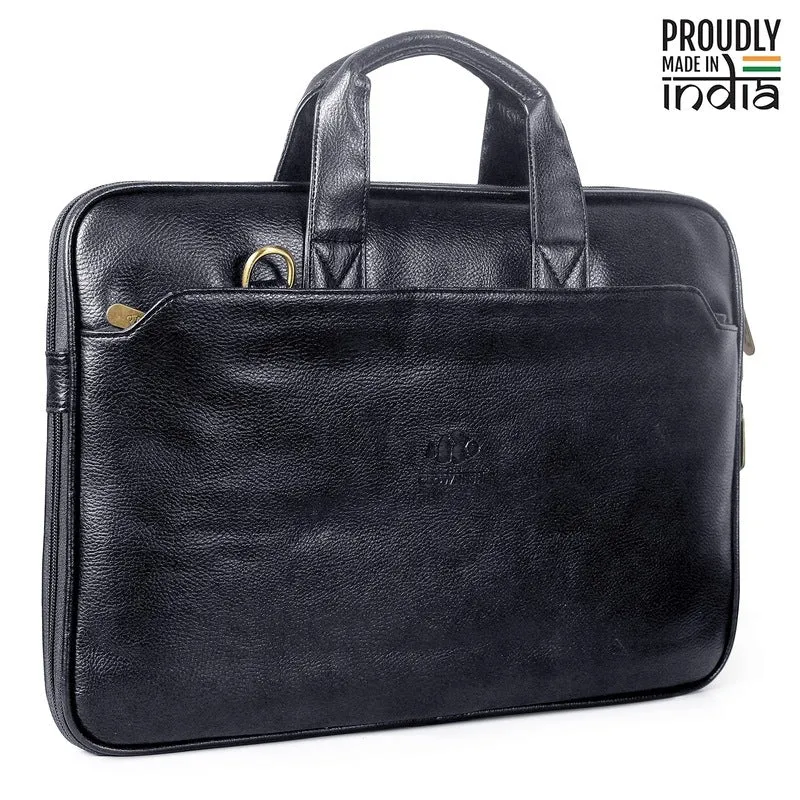 THE CLOWNFISH Laptop Messenger Bag - Expandable, Water Resistant | 12 inch | Black