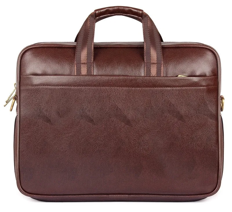 THE CLOWNFISH Majestic 15.6-Inch Laptop Briefcase - Expandable Capacity, Durable & Stylish | Adjustable Strap | Chestnut Brown
