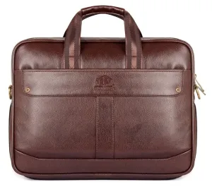 THE CLOWNFISH Majestic 15.6-Inch Laptop Briefcase - Expandable Capacity, Durable & Stylish | Adjustable Strap | Chestnut Brown