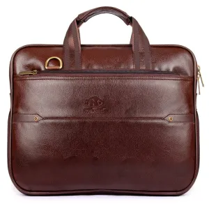 THE CLOWNFISH Supreme 15.6-Inch Laptop Briefcase - Vegan Leather, Expandable | Detachable Strap | Chestnut Brown