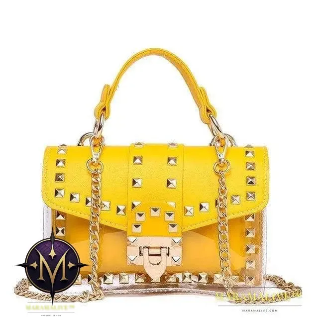 Transparent studded shoulder bag