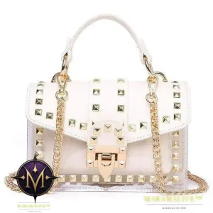 Transparent studded shoulder bag