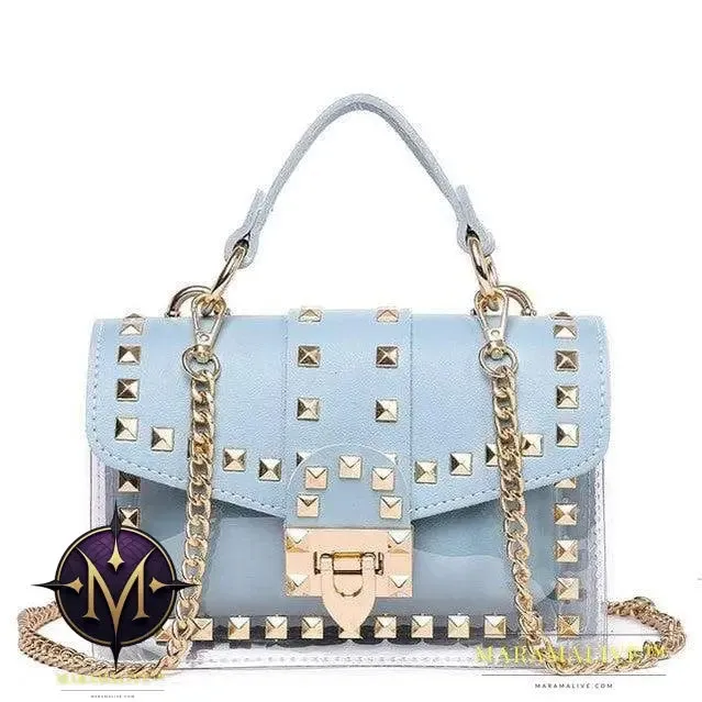 Transparent studded shoulder bag
