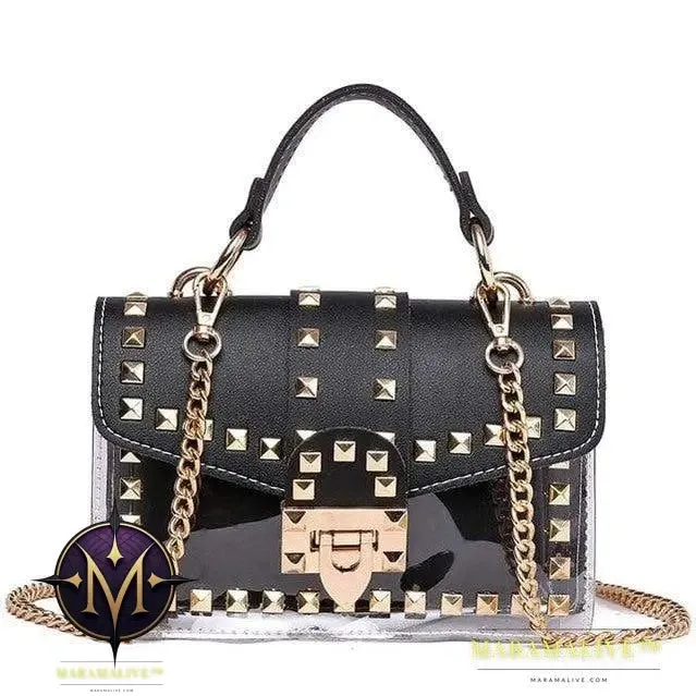 Transparent studded shoulder bag