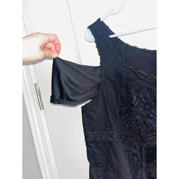Tripp NYC Women's Steampunk Lace Bodice Dress Cold Shoulder Black Size xl