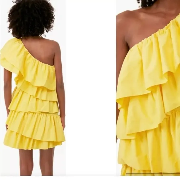 Tuckernuck Hyacinth House Yellow Ruffle Sofie Mini Dress- XS
