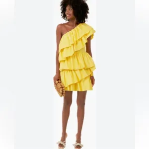 Tuckernuck Hyacinth House Yellow Ruffle Sofie Mini Dress- XS