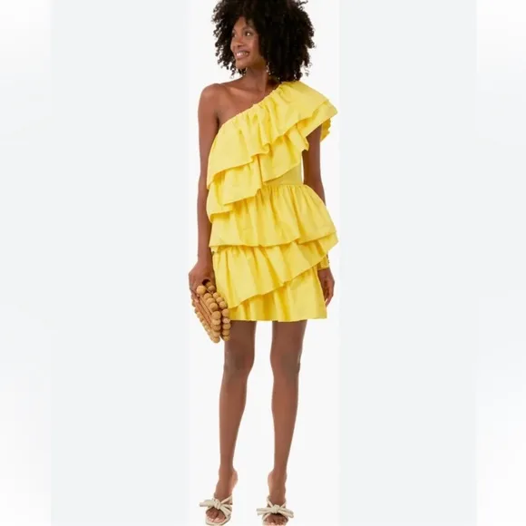 Tuckernuck Hyacinth House Yellow Ruffle Sofie Mini Dress- XS