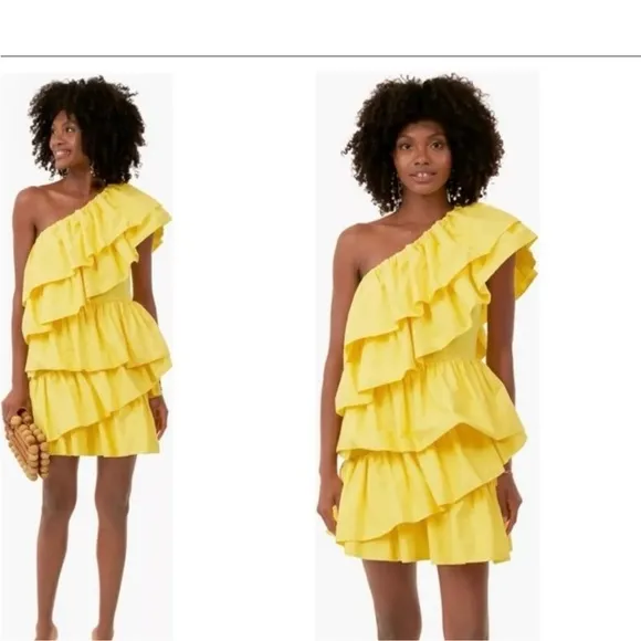 Tuckernuck Hyacinth House Yellow Ruffle Sofie Mini Dress- XS