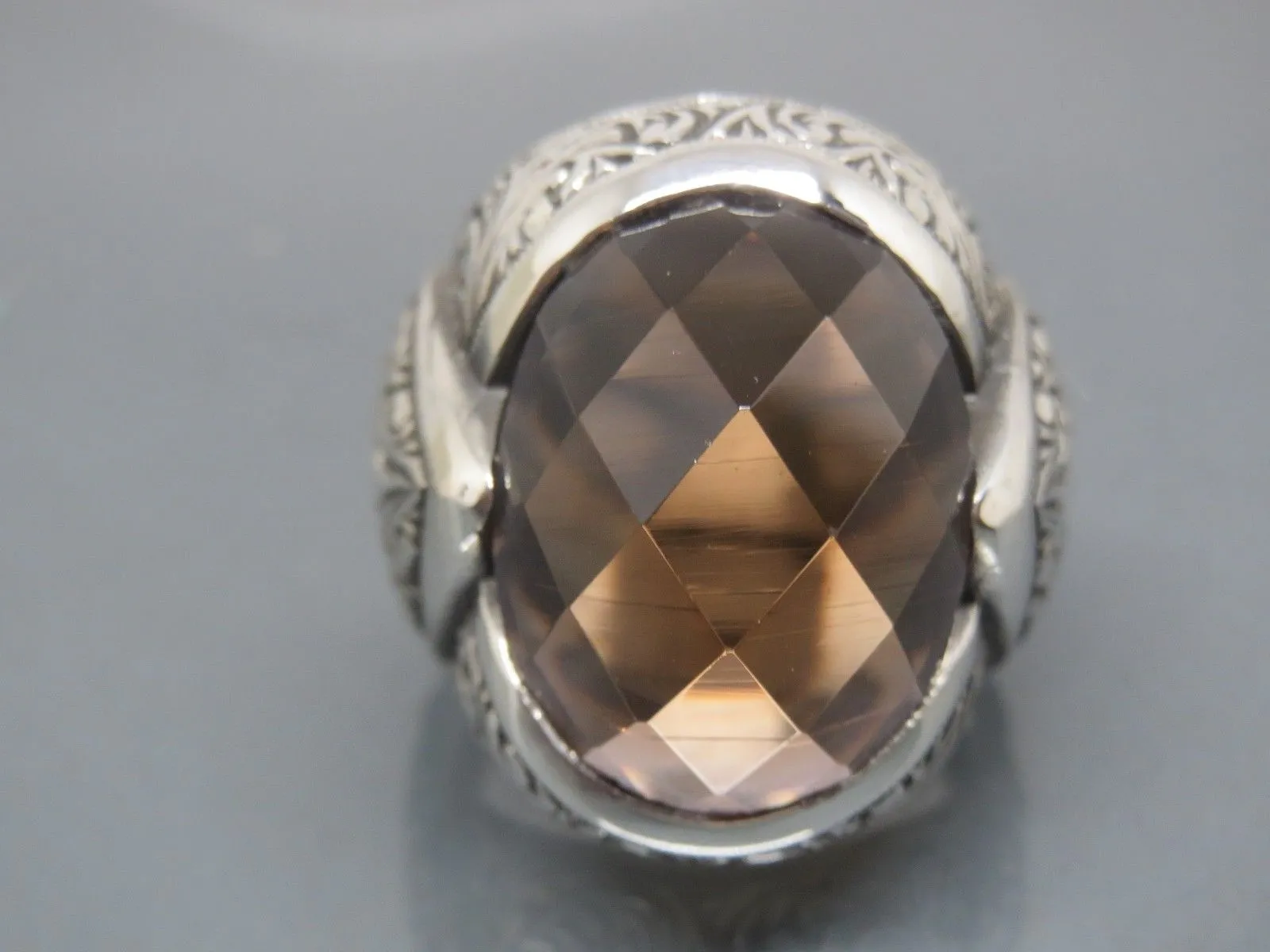 Turkish Handmade Jewelry 925 Sterling Silver Alexandrite Stone Engraved Mens Rings
