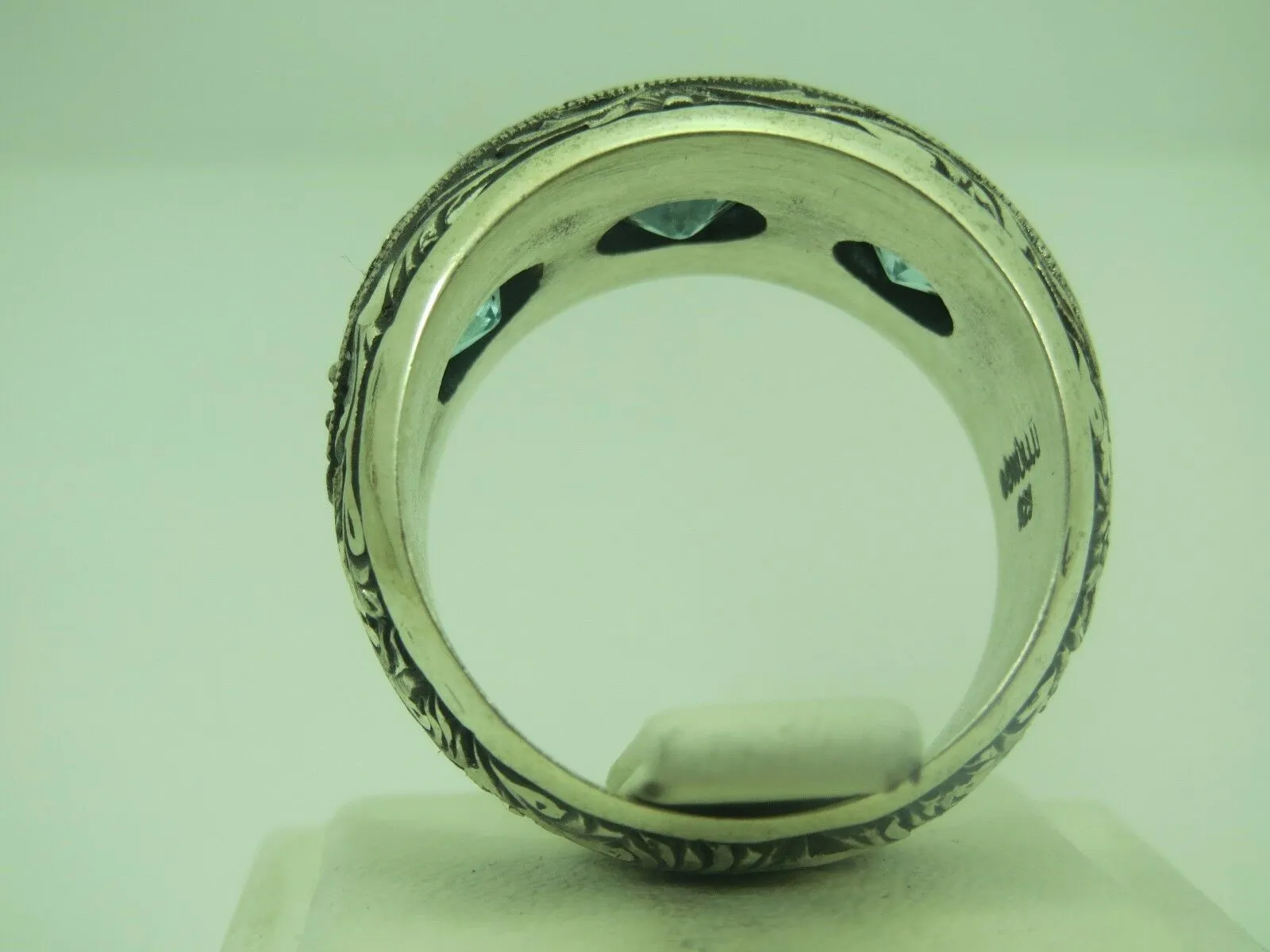 Turkish Handmade Jewelry 925 Sterling Silver Aquamarine Stone Mens Rings