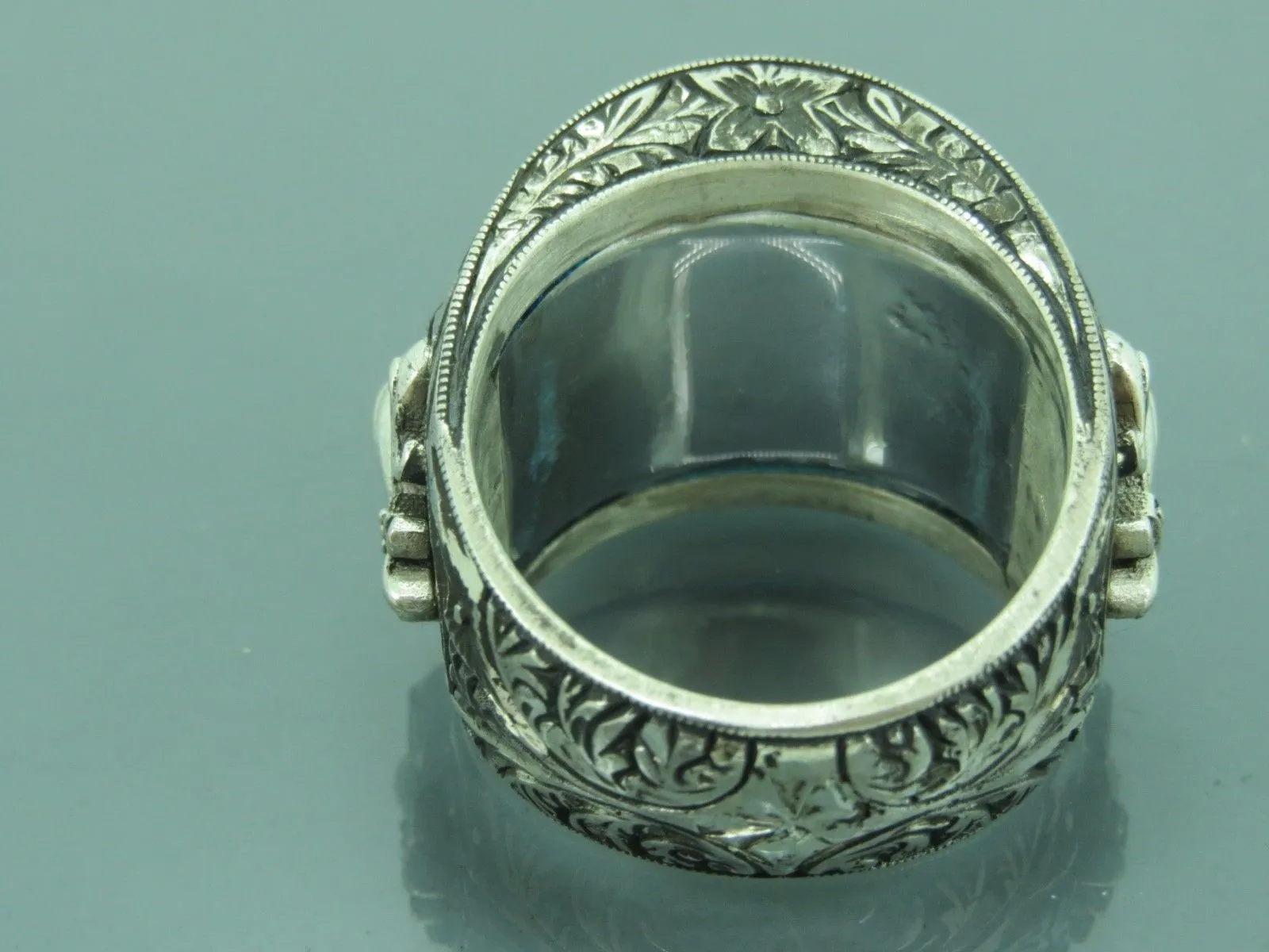 Turkish Handmade Jewelry 925 Sterling Silver Aquamarine Stone Mens Rings