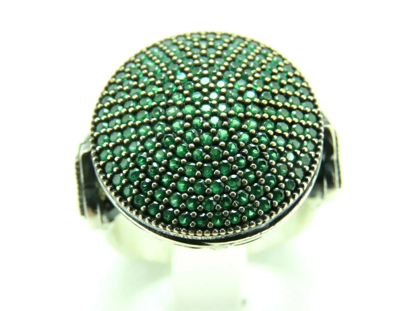 Turkish Handmade Jewelry 925 Sterling Silver Emerald Stone Men's Ring