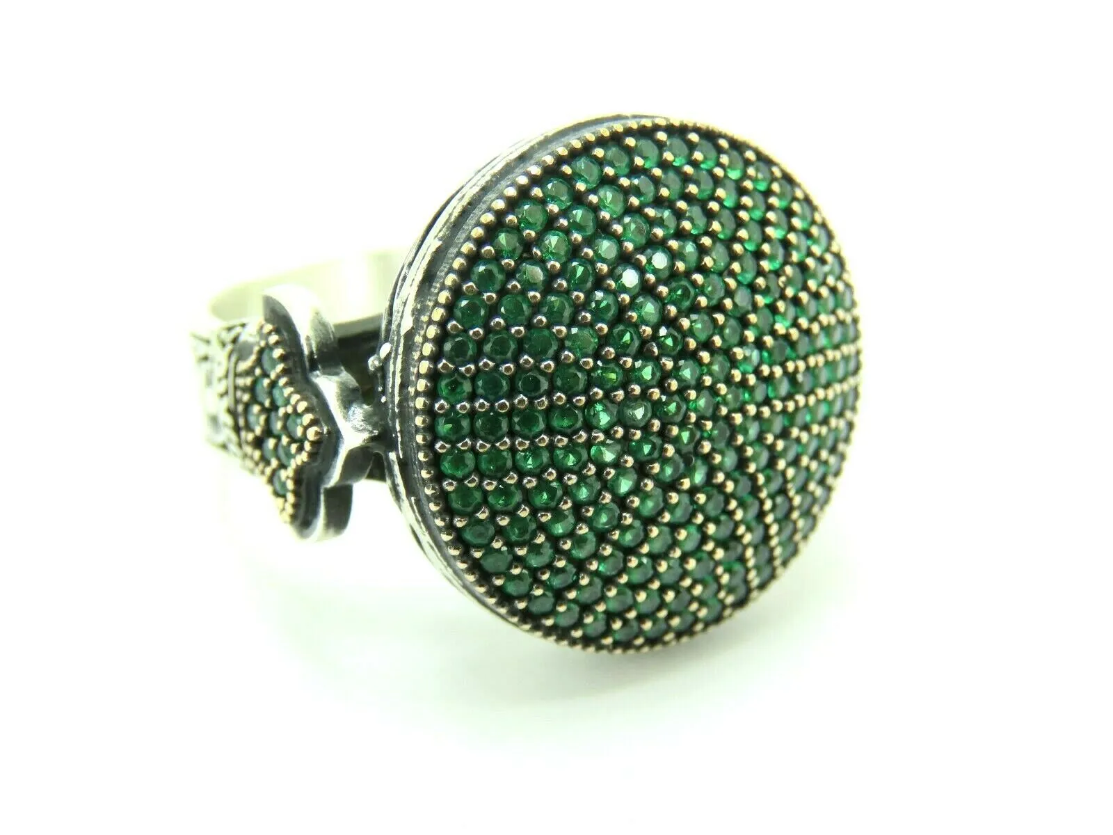 Turkish Handmade Jewelry 925 Sterling Silver Emerald Stone Men's Ring