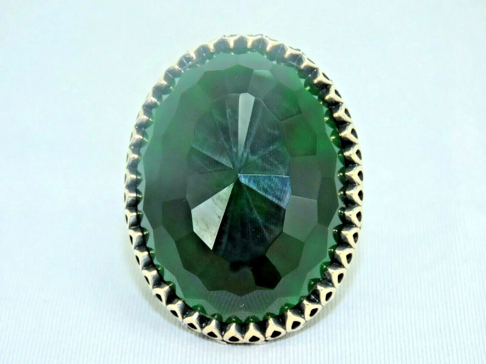 Turkish Handmade Jewelry 925 Sterling Silver Emerald Stone Mens Rings