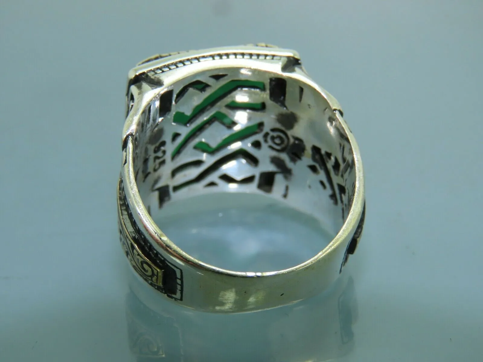 Turkish Handmade Jewelry 925 Sterling Silver Emerald Stone Mens Rings