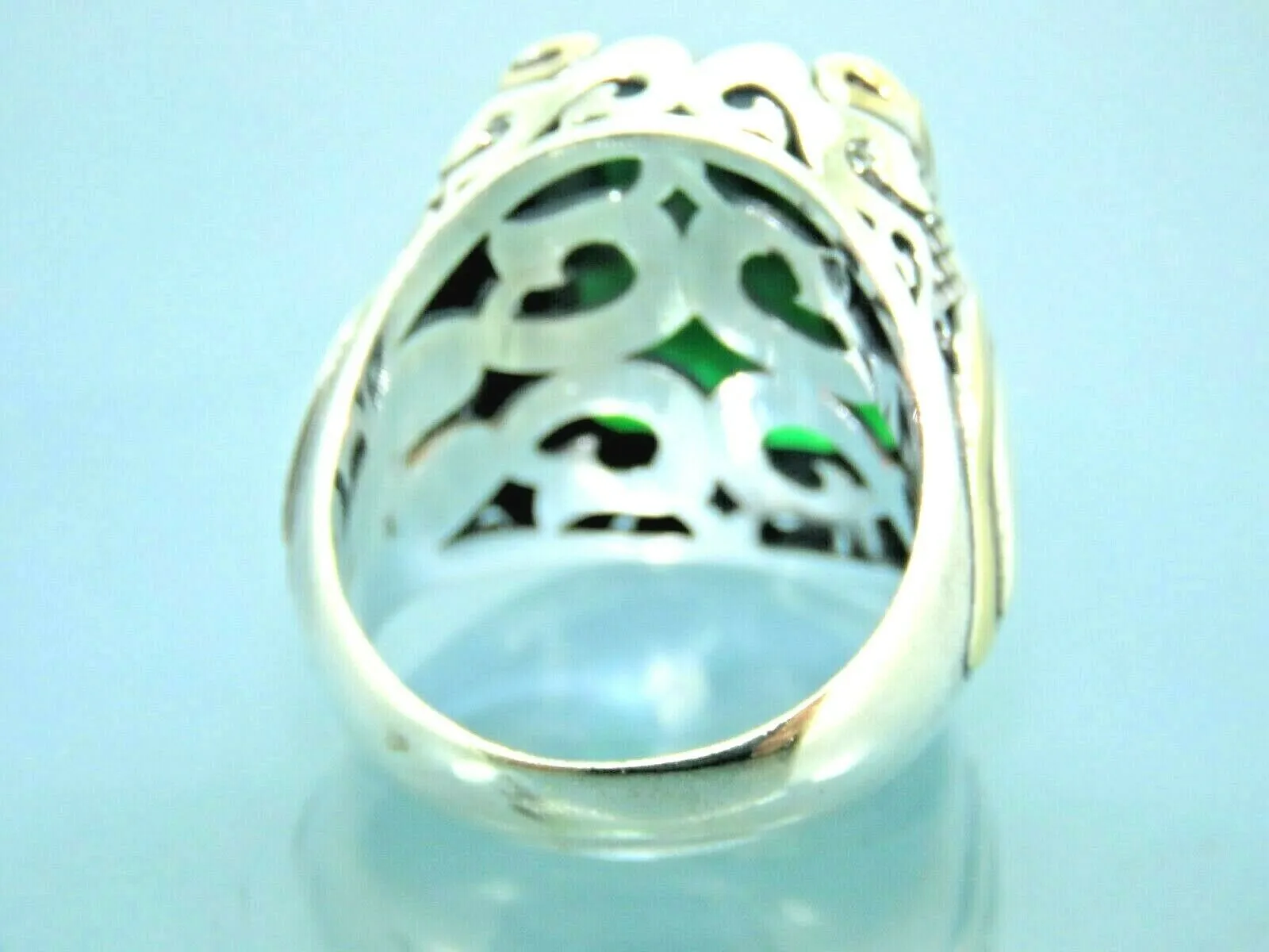 Turkish Handmade Jewelry 925 Sterling Silver Emerald Stone Mens Rings