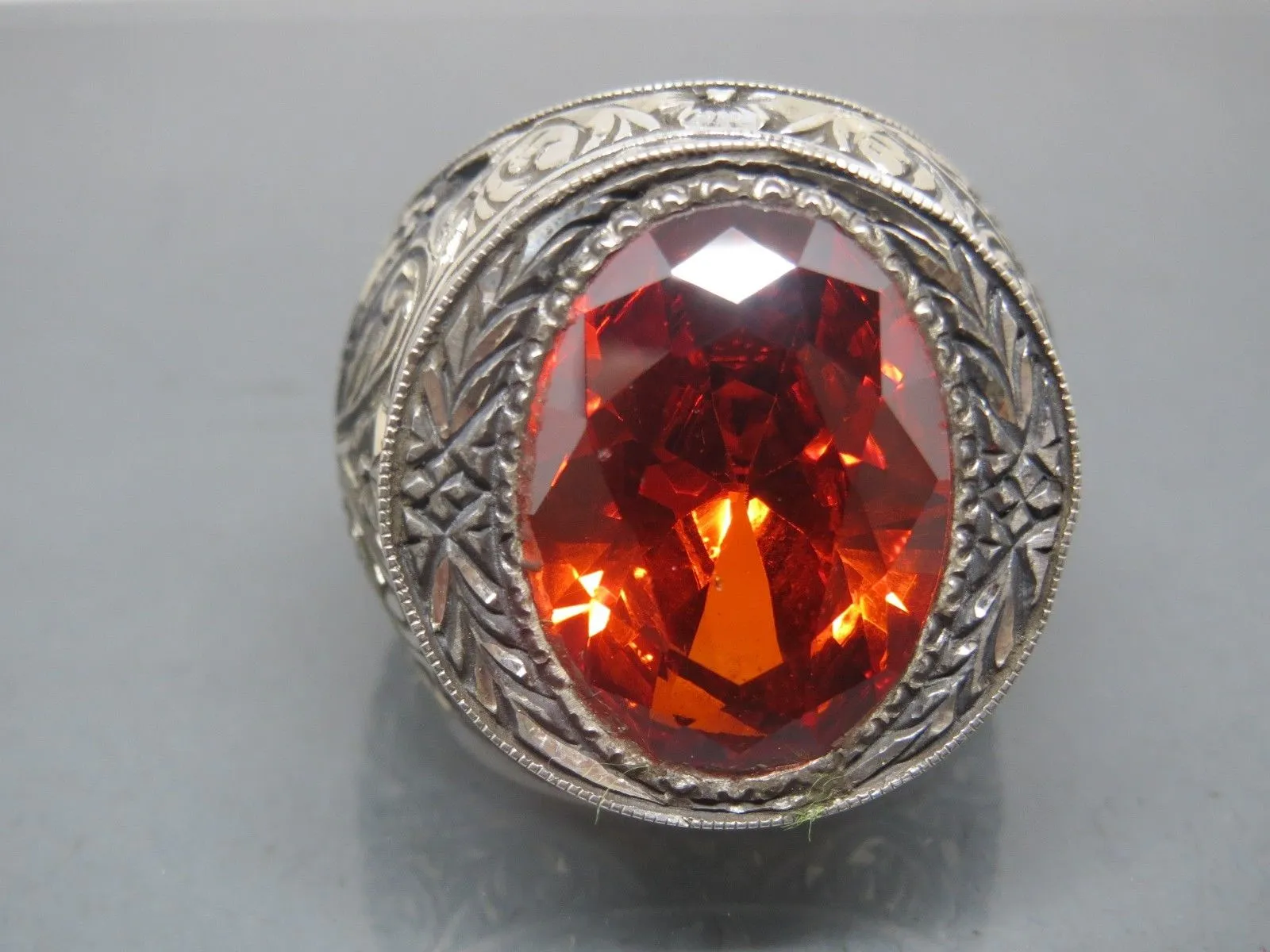 Turkish Handmade Jewelry 925 Sterling Silver Garnet Stone Mens Rings
