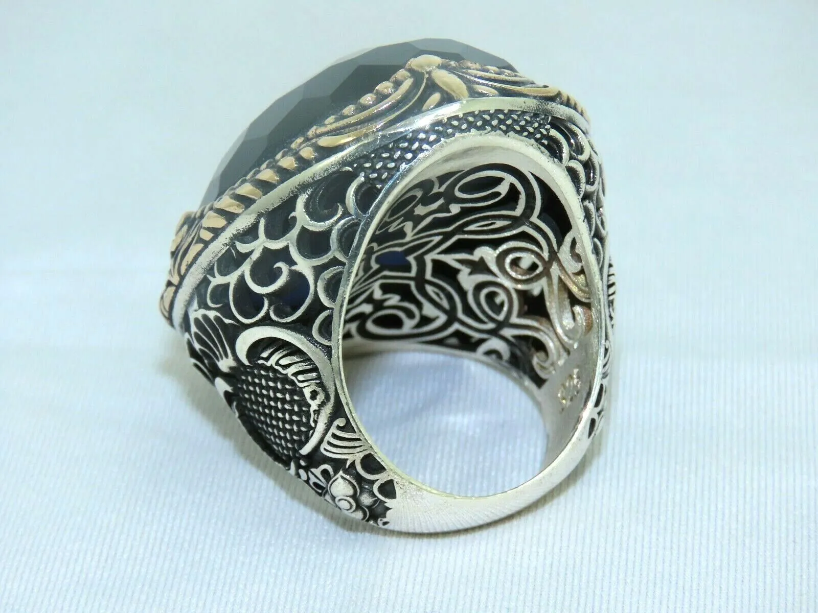 Turkish Handmade Jewelry 925 Sterling Silver Onyx Stone Mens Rings
