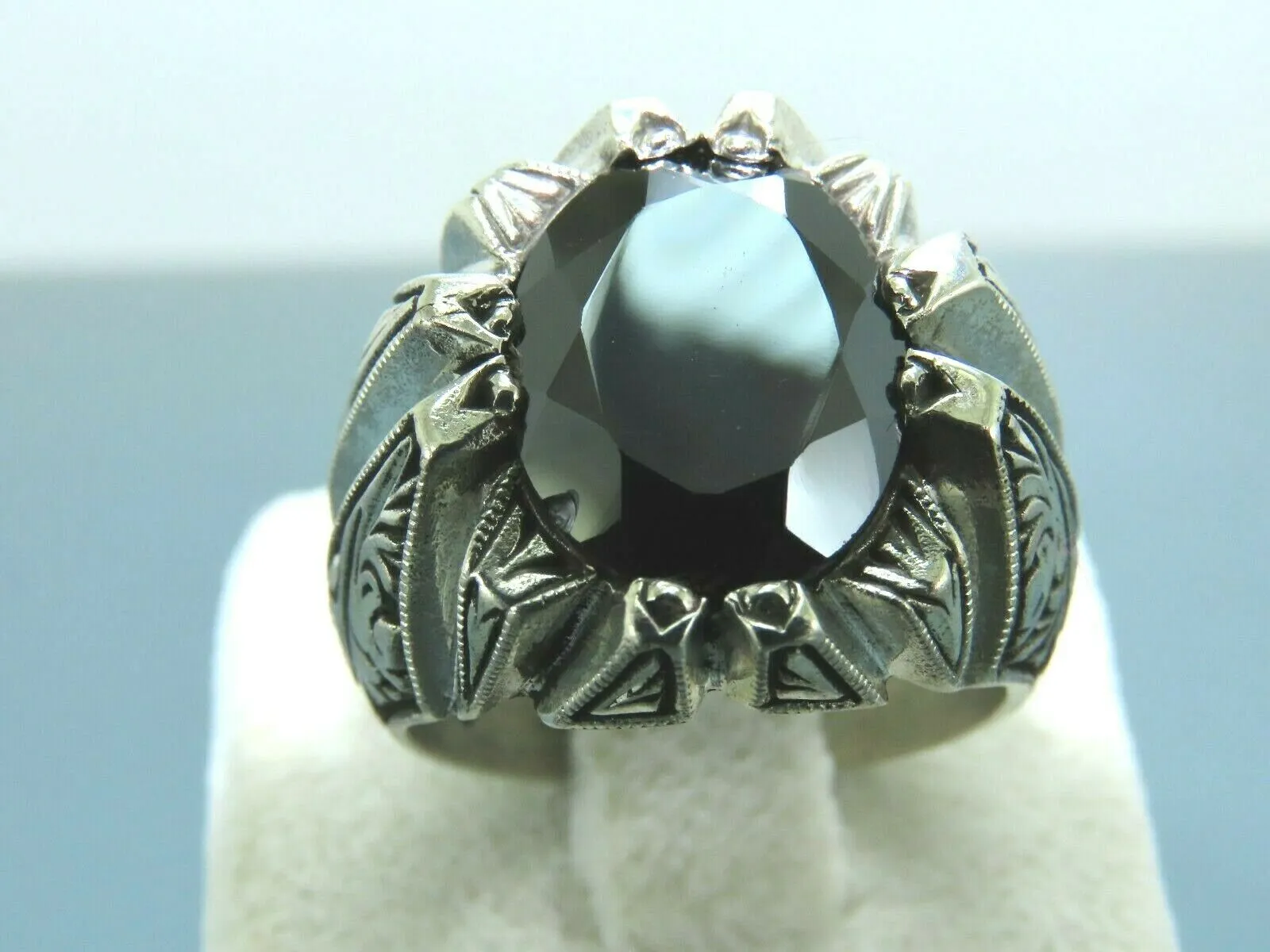 Turkish Handmade Jewelry 925 Sterling Silver Onyx Stone Mens Rings