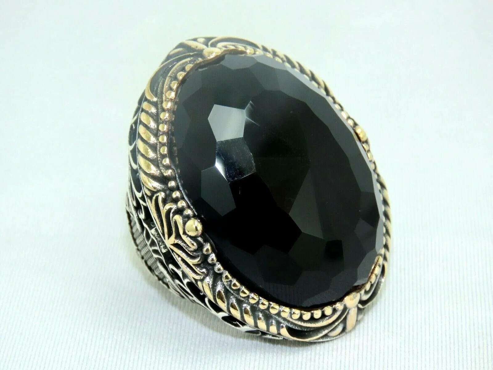 Turkish Handmade Jewelry 925 Sterling Silver Onyx Stone Mens Rings