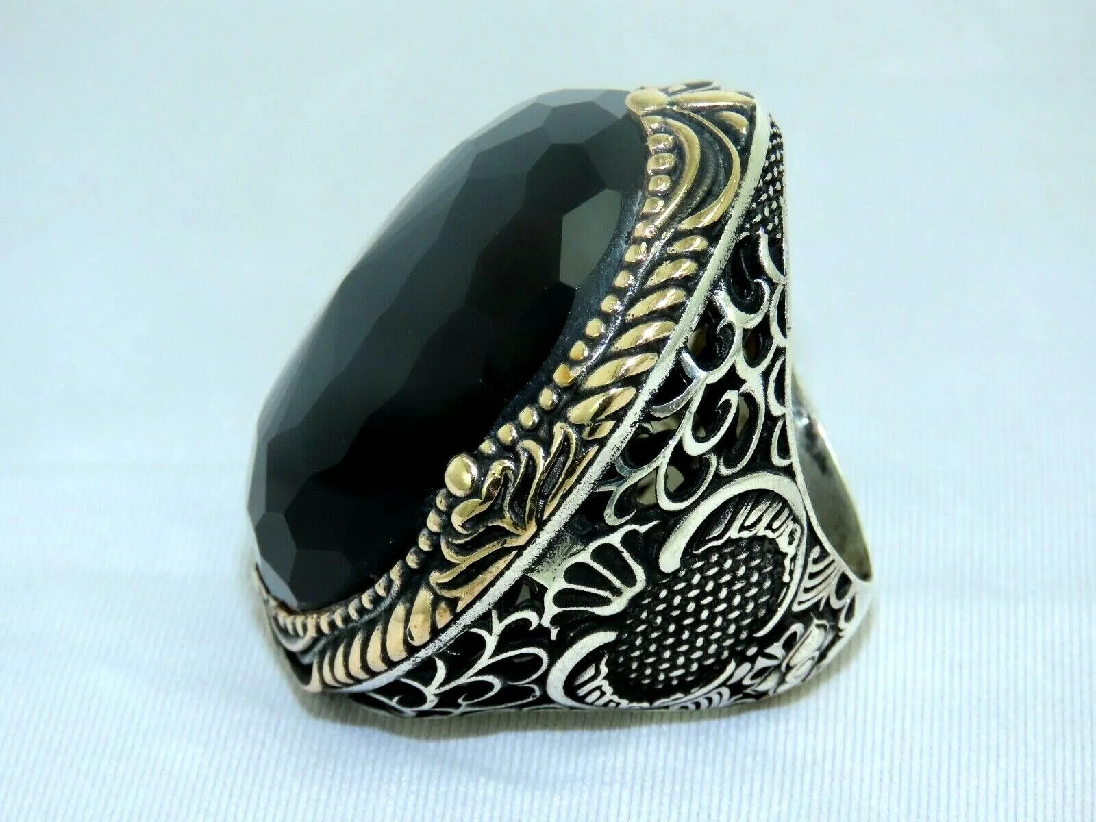 Turkish Handmade Jewelry 925 Sterling Silver Onyx Stone Mens Rings