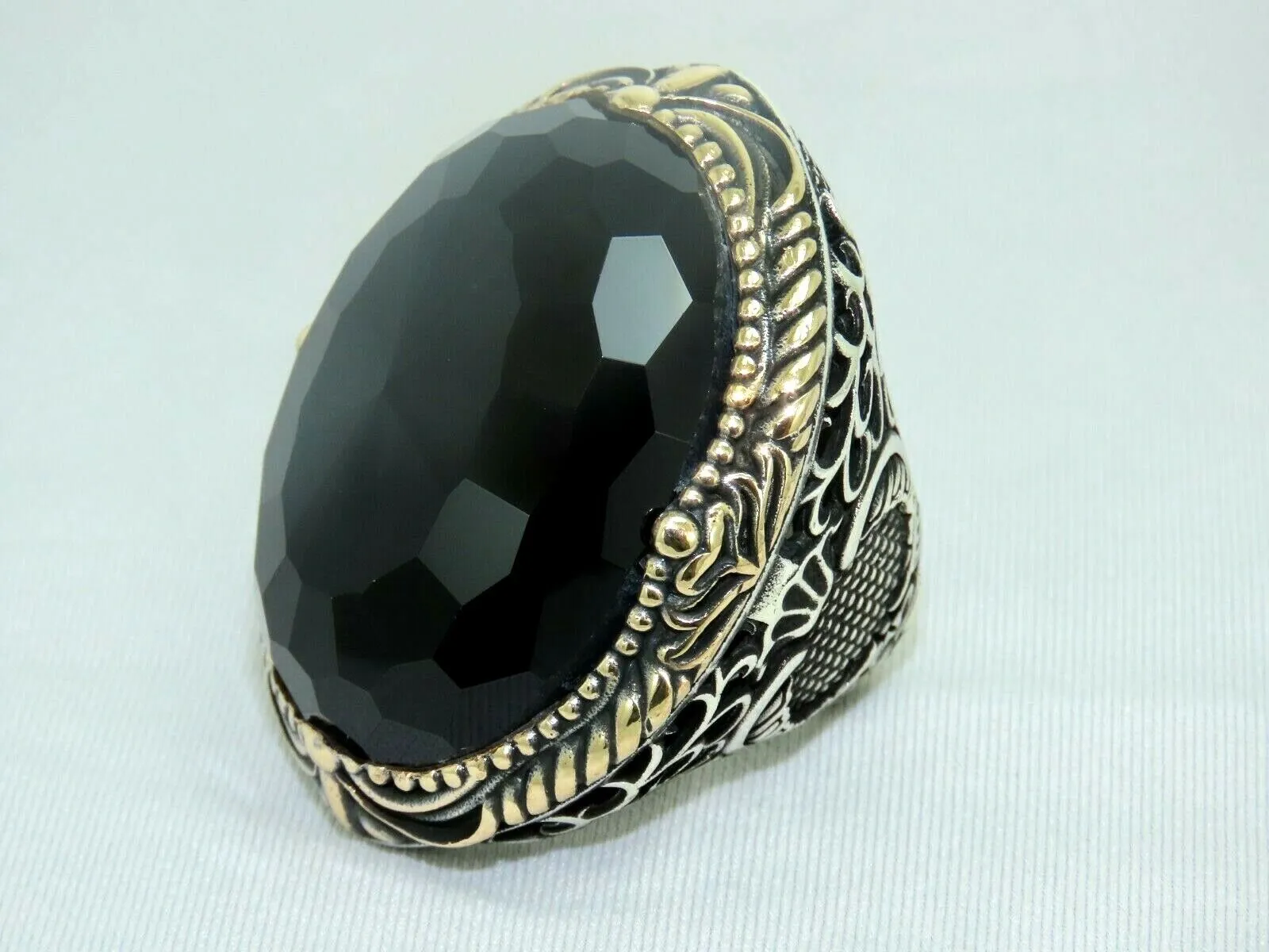Turkish Handmade Jewelry 925 Sterling Silver Onyx Stone Mens Rings