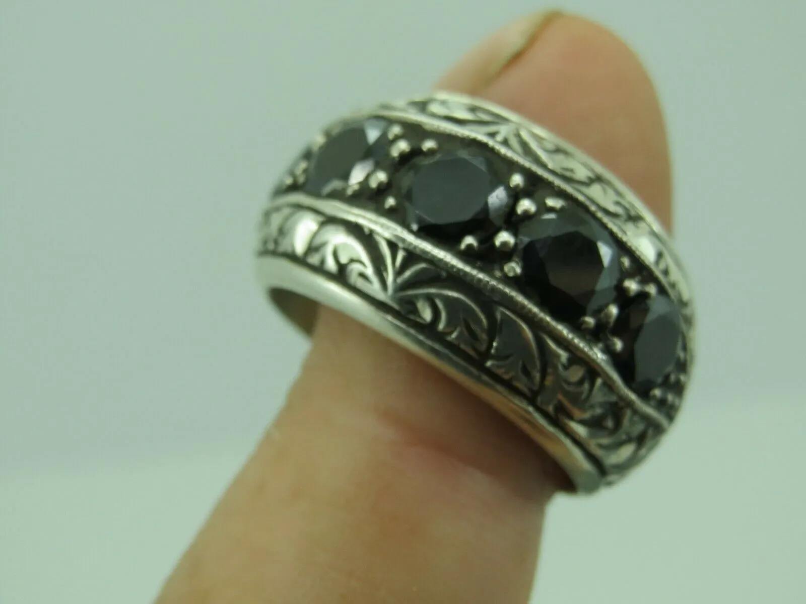 Turkish Handmade Jewelry 925 Sterling Silver Onyx Stone Mens Rings
