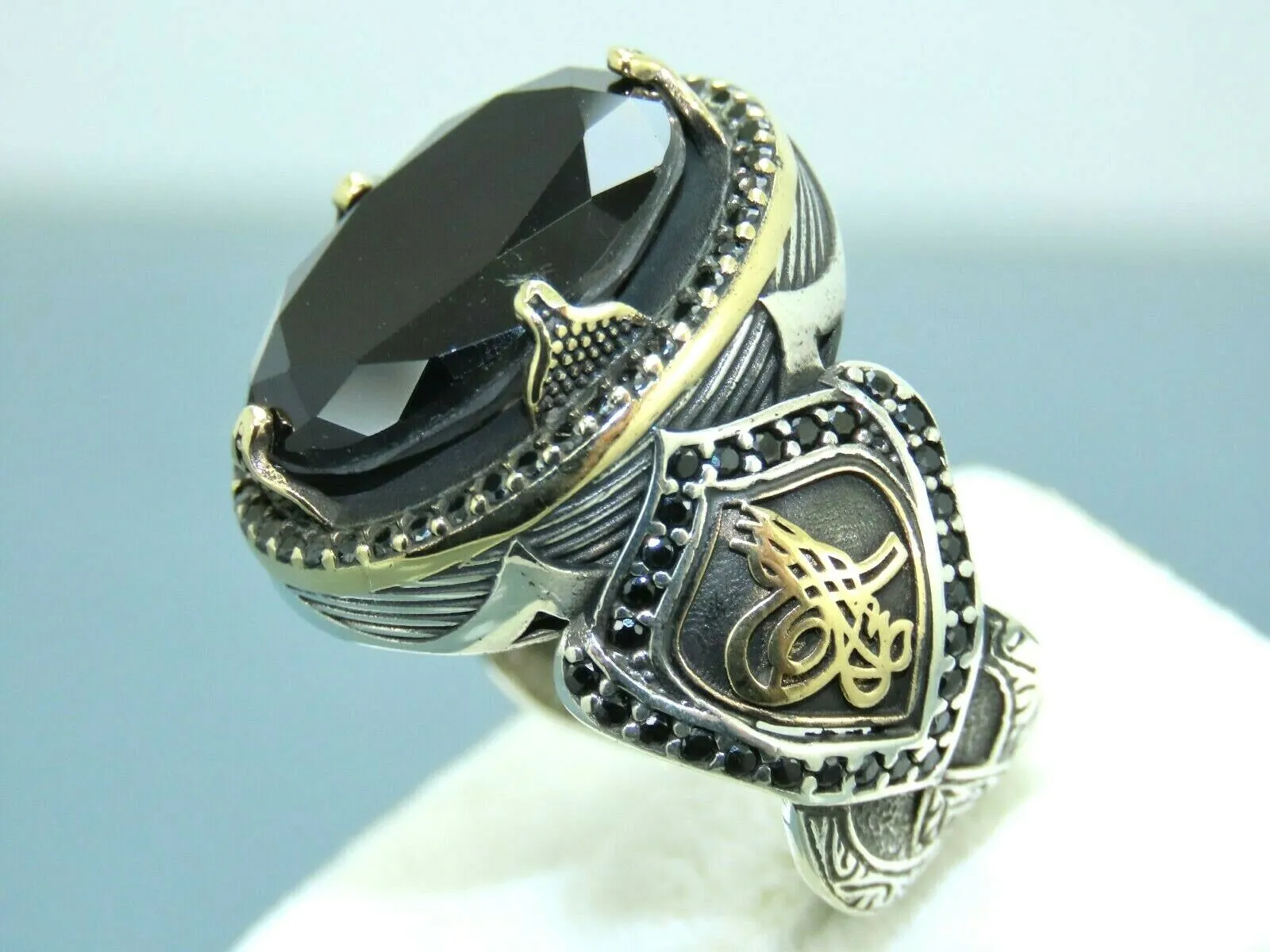 Turkish Handmade Jewelry 925 Sterling Silver Onyx Stone Mens Rings