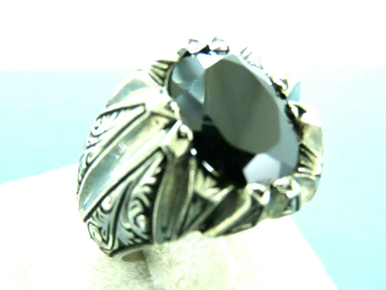 Turkish Handmade Jewelry 925 Sterling Silver Onyx Stone Mens Rings