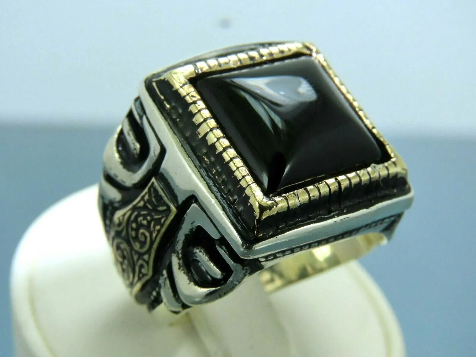 Turkish Handmade Jewelry 925 Sterling Silver Onyx Stone Mens Rings