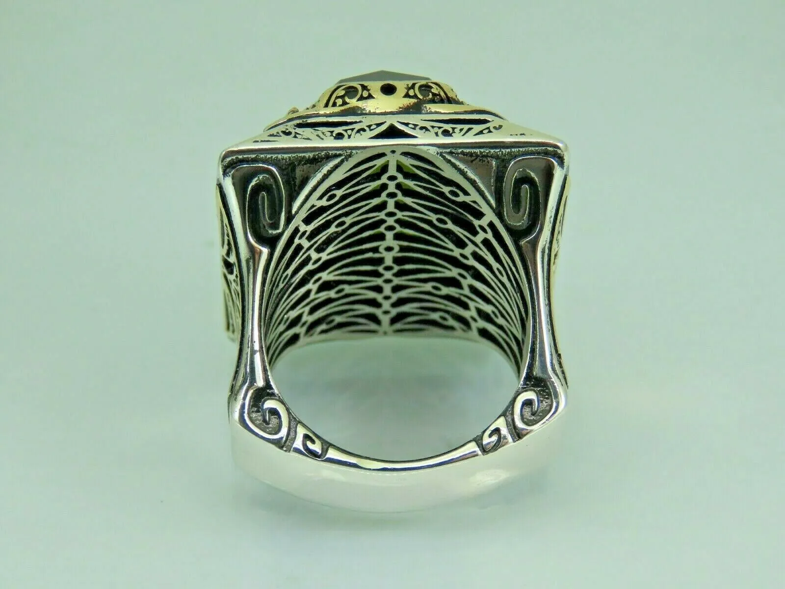Turkish Handmade Jewelry 925 Sterling Silver Peridot Stone Mens Rings