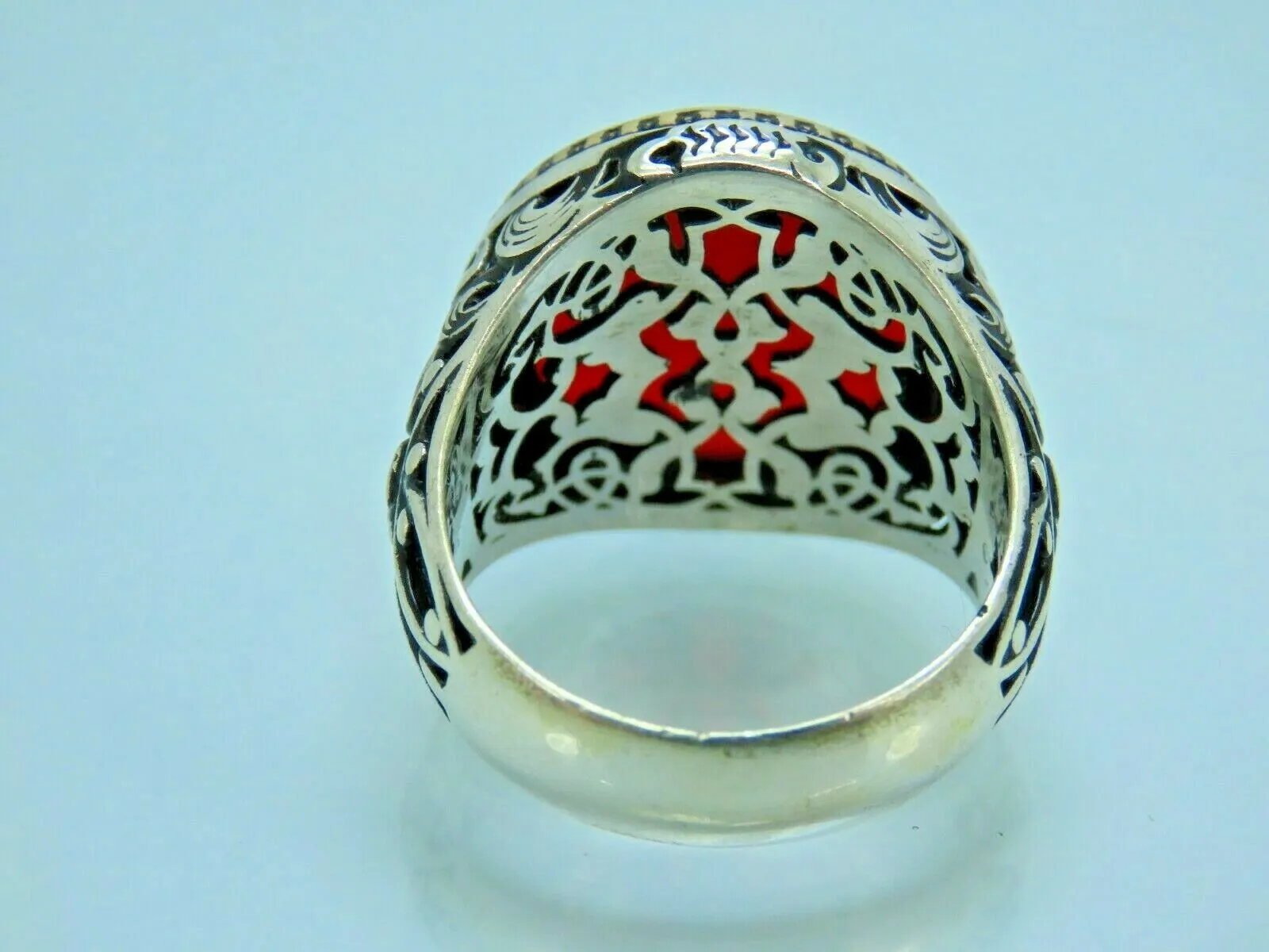 Turkish Handmade Jewelry 925 Sterling Silver Ruby Stone Mens Rings