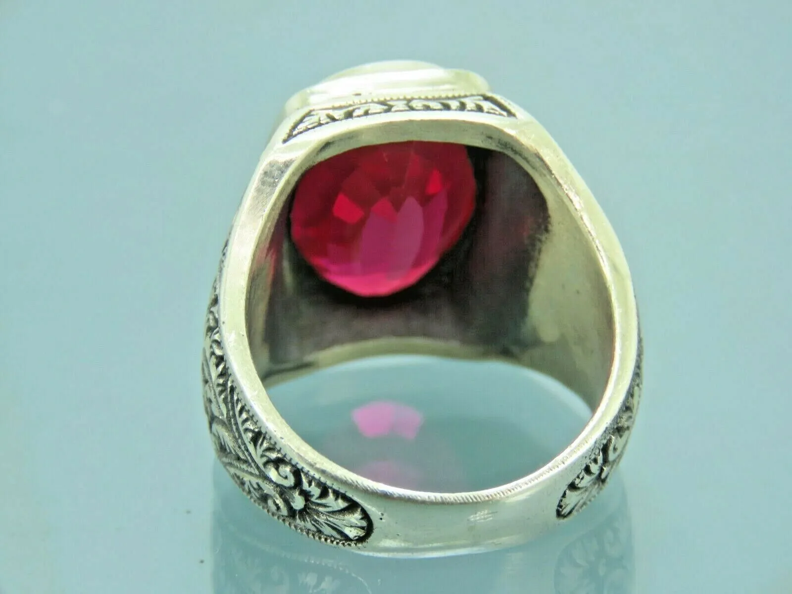 Turkish Handmade Jewelry 925 Sterling Silver Ruby Stone Mens Rings