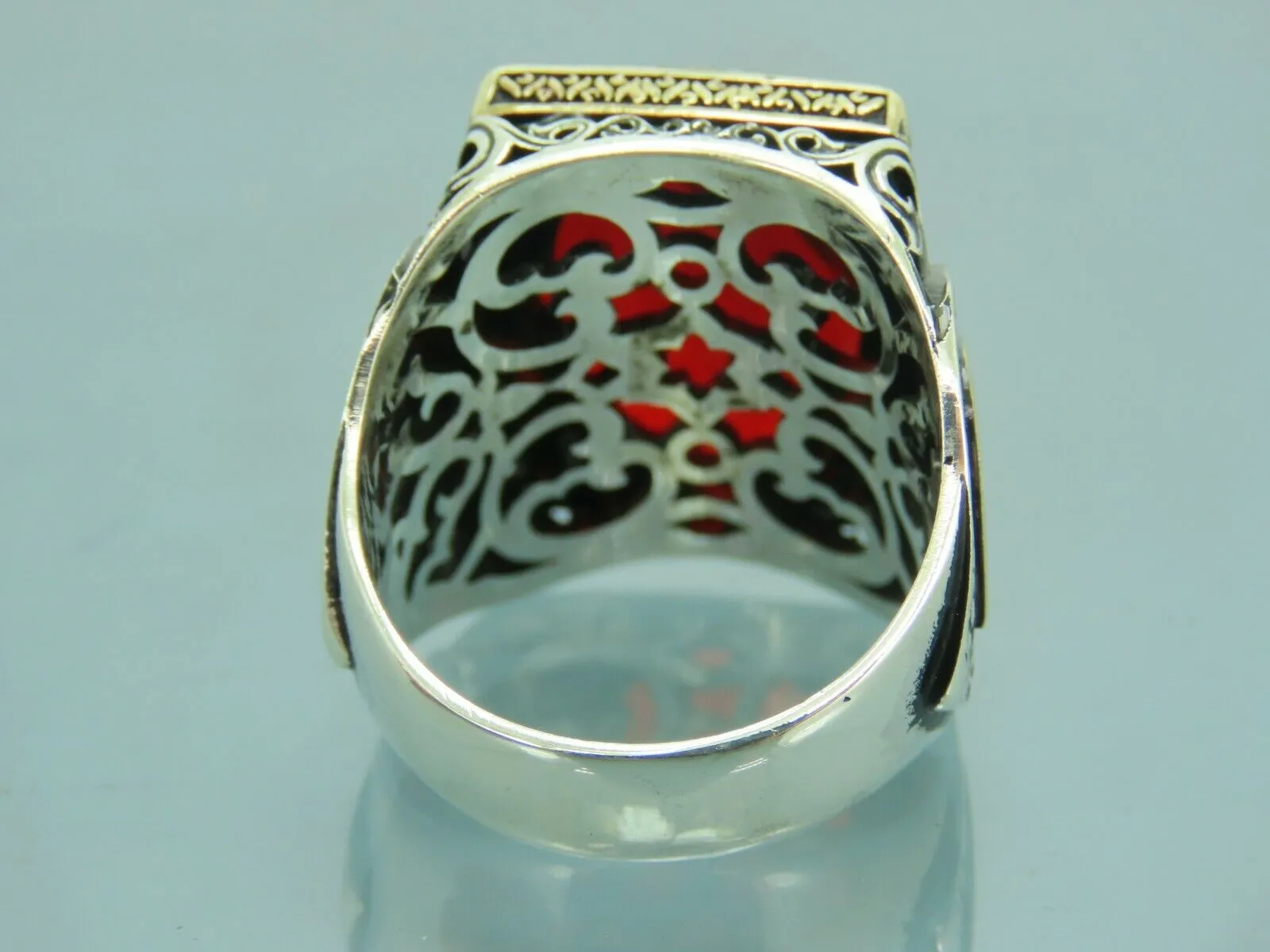Turkish Handmade Jewelry 925 Sterling Silver Ruby Stone Mens Rings