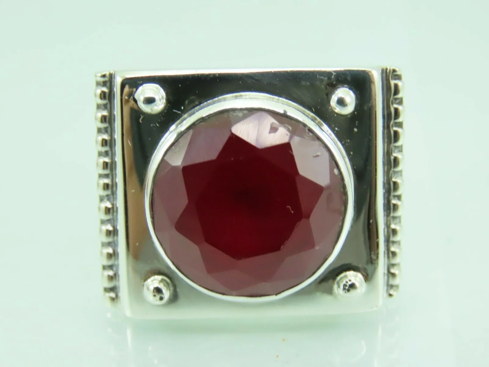 Turkish Handmade Jewelry 925 Sterling Silver Ruby Stone Mens Rings
